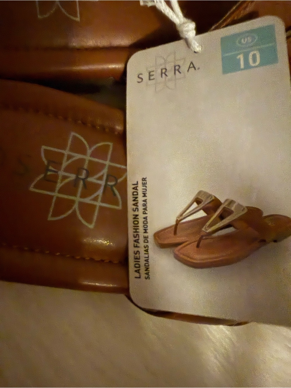 Women's Brown Thong Sandals with Gold Accent Size 10 - Picture 5 of 8